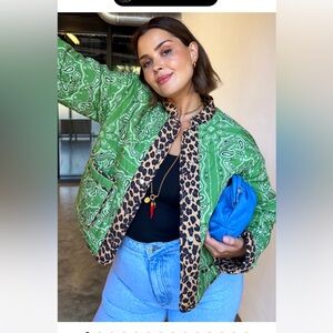 Neverfullydressed bandana leopard reversible coat- excellent used condition